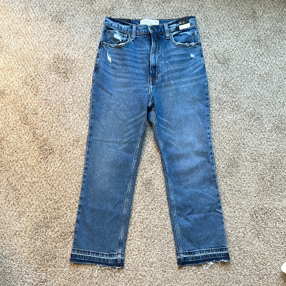 Abercrombie & Fitch Ankle Straight Ultra High Rise Denim Jeans Size 26/2 Short